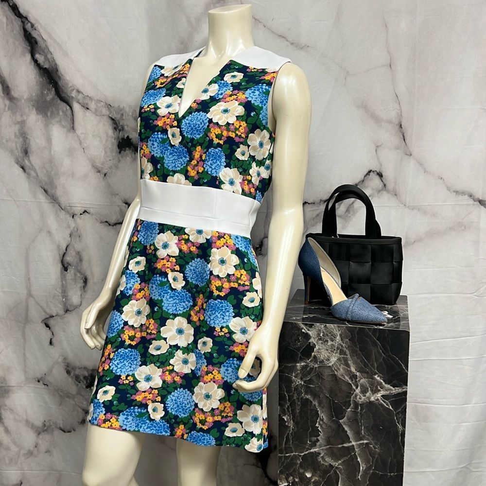 * Carven floral dress, blue green cream pink
